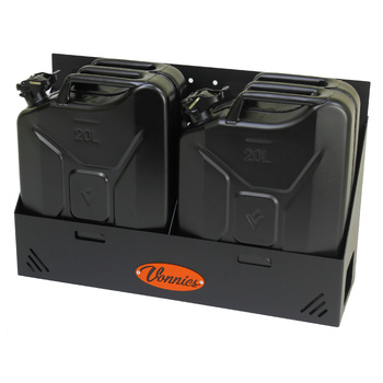 Vonnies 20L Canopy/Trailer Mounted SOLID Back Style Double Jerry Can Holder for Water &amp; Fuel Australian Made. 